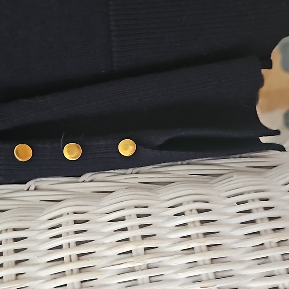 Classic Rayon blend gold buttons navy pullover sweater - Picture 5 of 7